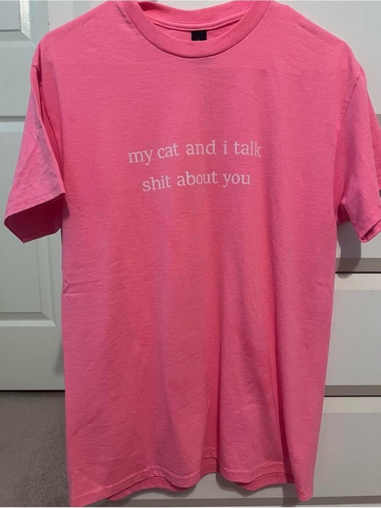 Gildan Tops - Gildan Pink Graphic Cat Quote T‑Shirt